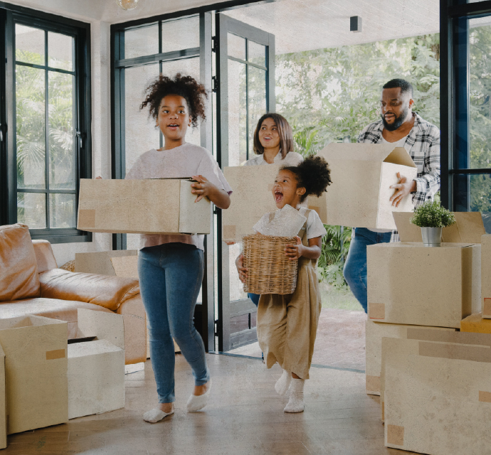 Family moving into a new home