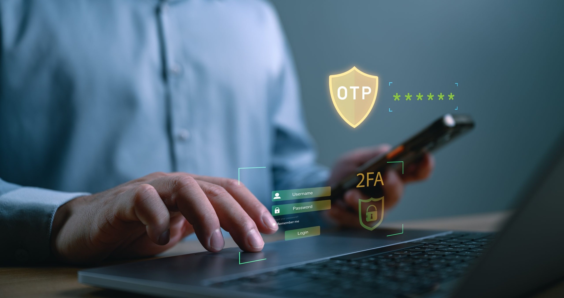Person using two-factor authentication on a laptop